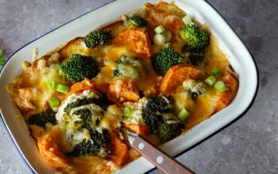 Cremiger Süßkartoffel-Auflauf mit Hüttenkäse